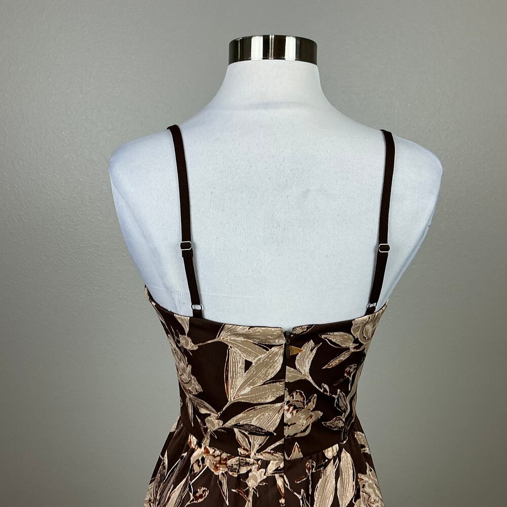Dress the Population Women's Cocktail Dress Size XS Brown Floral A-Line Midi - Picture 10 of 12